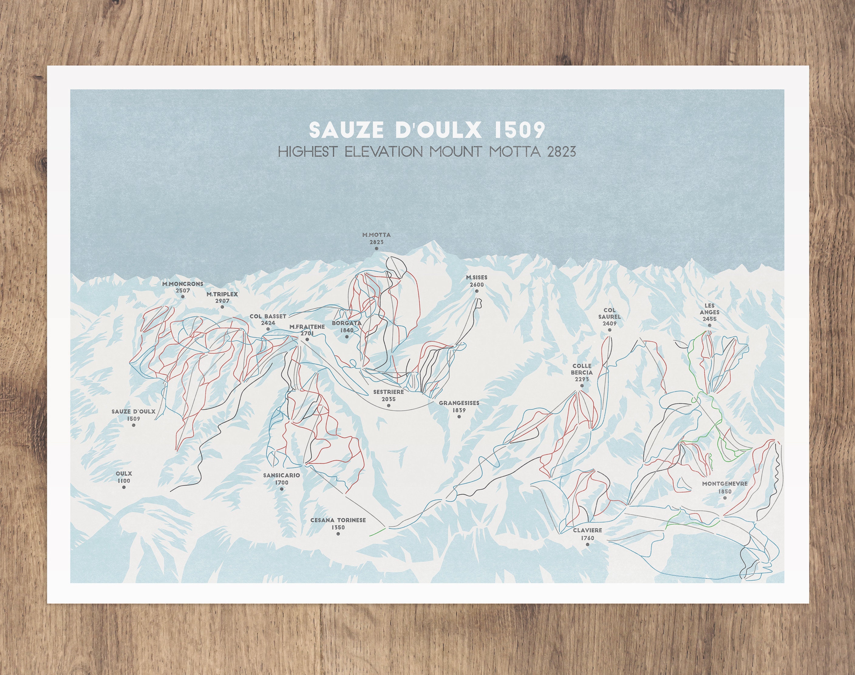 Sauze D Oulx Piste Map Sauze D'oulx Ski Piste Map Ski Map Sestriere Italy Ski | Etsy Denmark