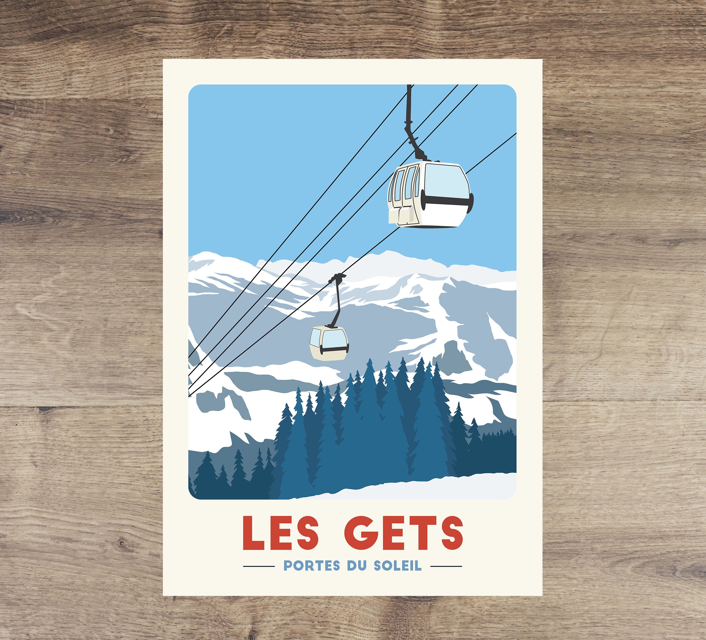 Les Gets Gondola Print, Morzine Art, Portes Du Soleil, Ski Resort