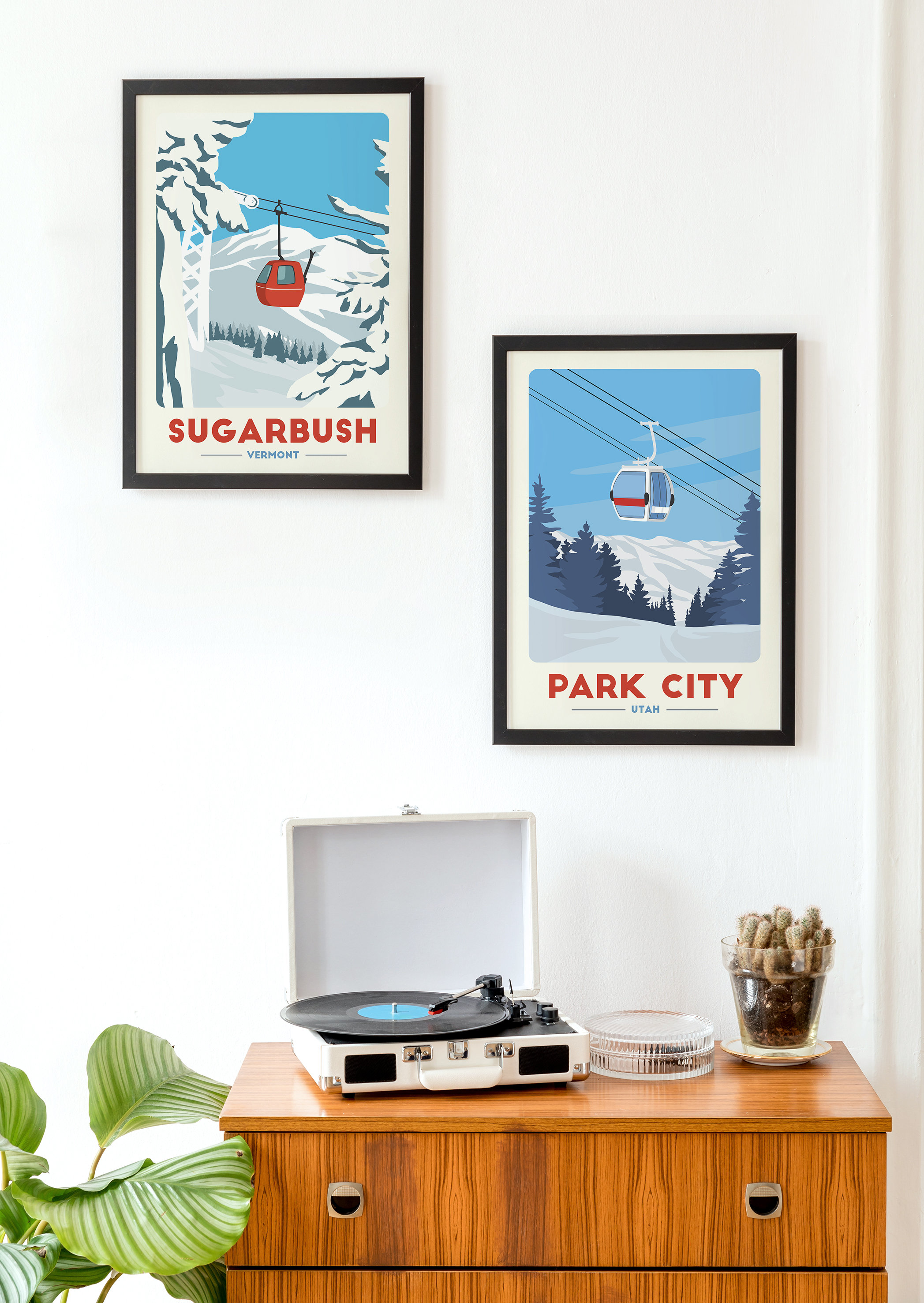 Sugarbush Gondola Print Vintage Travel Poster Skiing Art Etsy