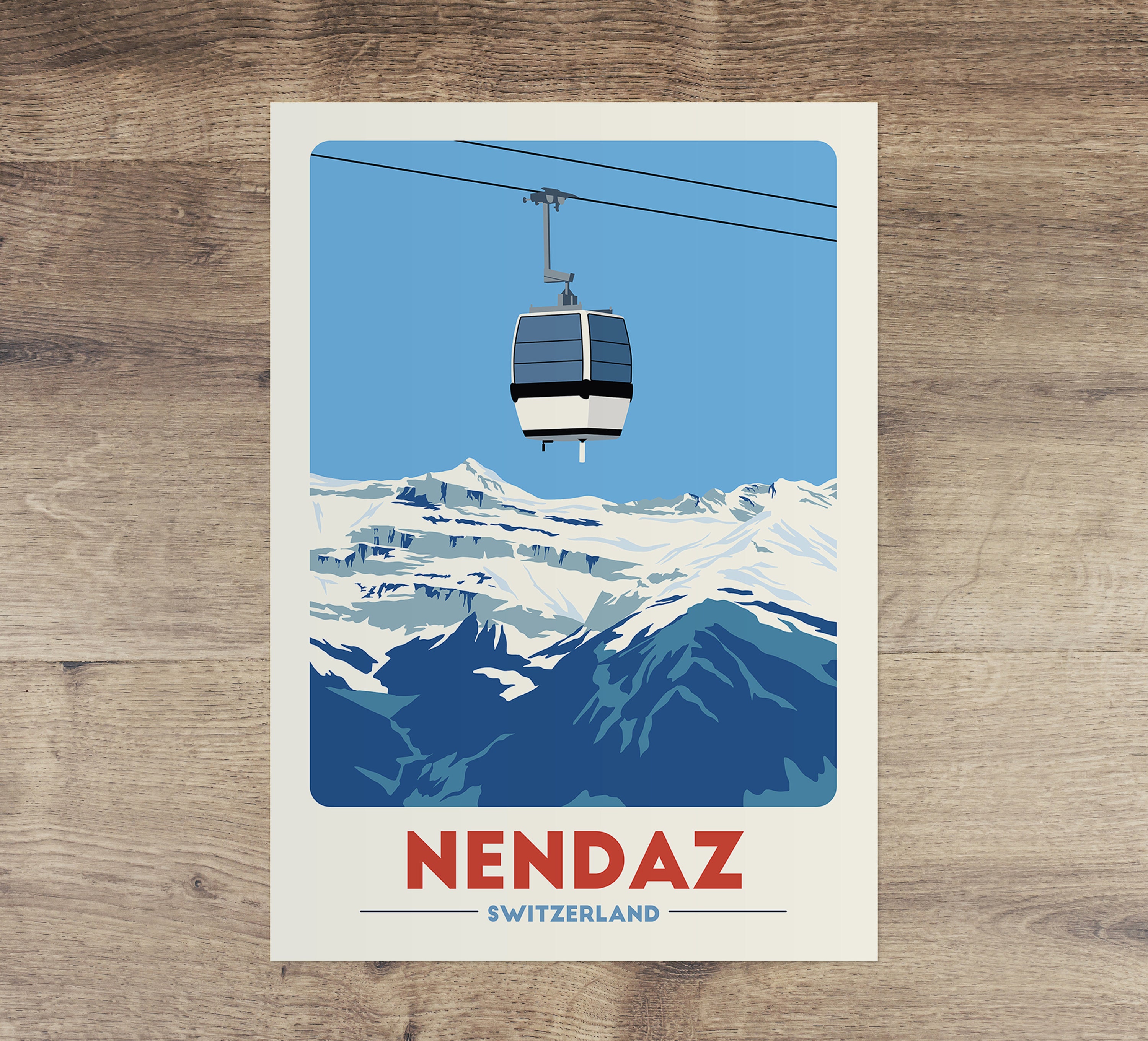 Nendaz Ski Lift Poster, Switzerland Ski Art, Gondola Print