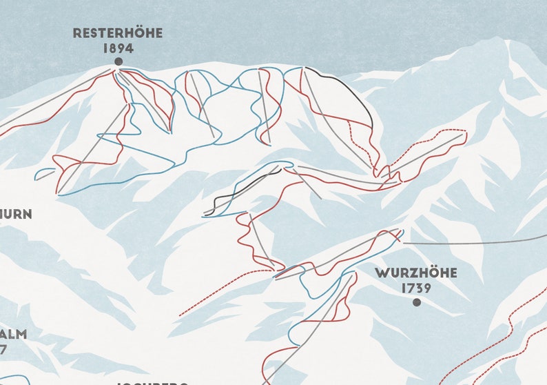 Kitzbuhel Ski Map Austrian Alps Austria Skiing Ski Gift Etsy