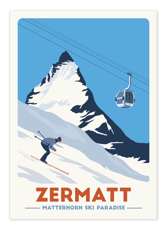 Vintage Italian Valle D/'Aosta Winter Sports Tourism Poster A4//A3//A2//A1 Print