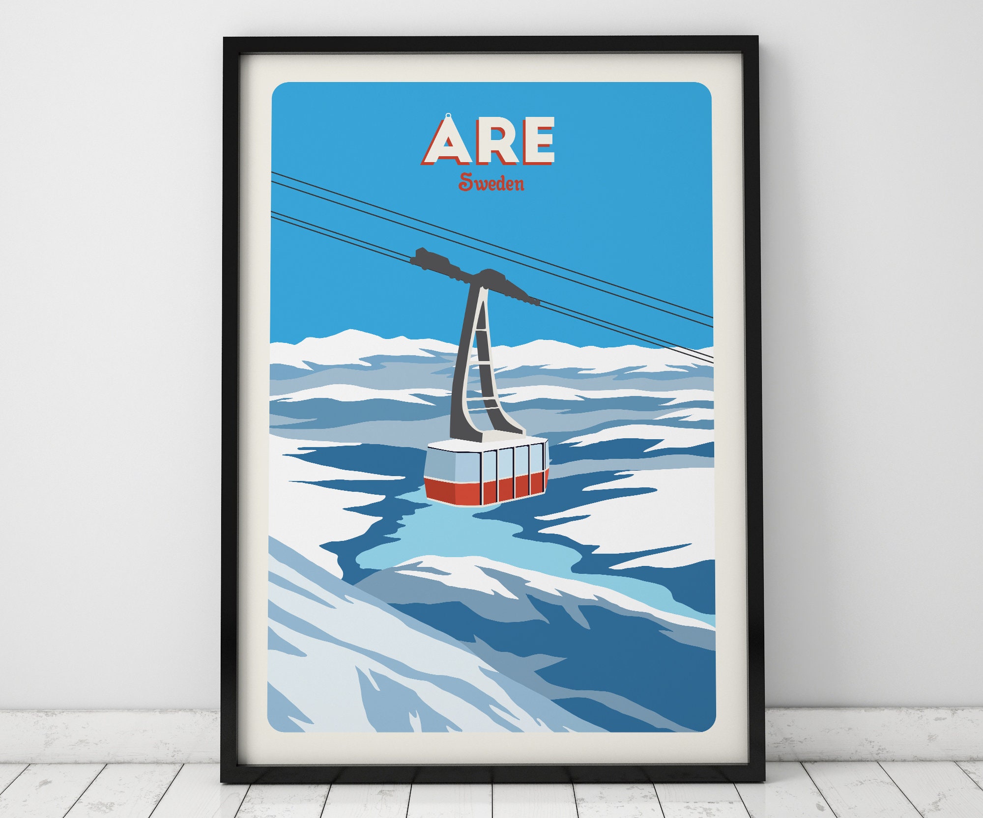 Åre Sweden Gondola Print, Vintage Travel Poster, Skiing Art - Etsy