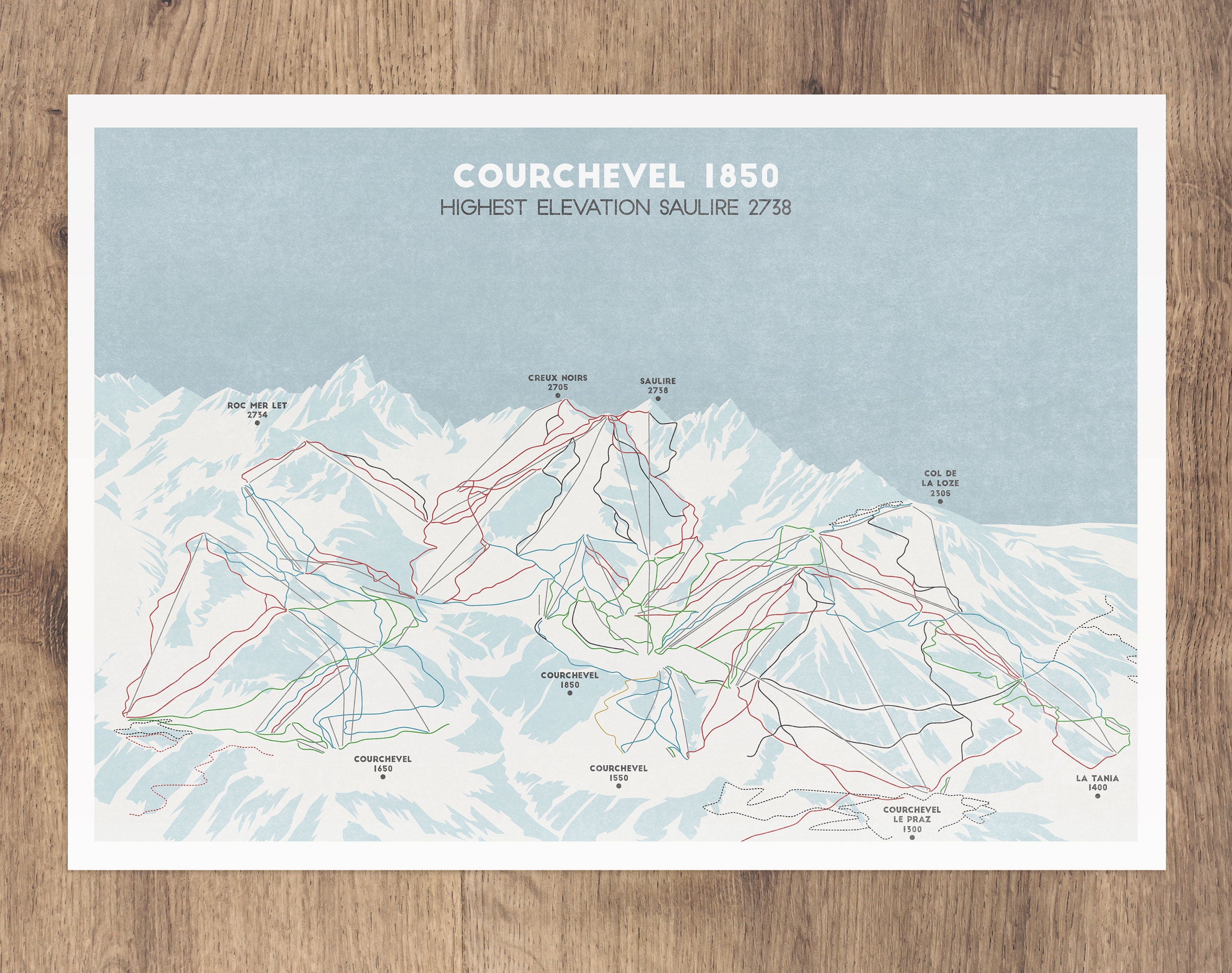 Perisher Ski Resort Map Courchevel Ski Piste Map 3 Valleys Les Trois Vallées French | Etsy