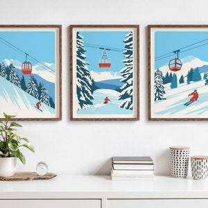 Custom Vintage Ski Resort Posters, Set of 3