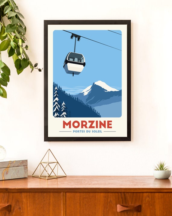 Morzine Cable Car Print, Vintage Travel Poster, Morzine Ski