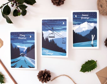 Ski/Mountain Christmas Cards - Pack of 6 Christmas cards