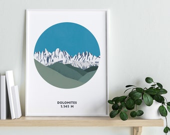 Dolomites,Italy, Mountain print, Dolomites print, A4 print,Gift for him or her
