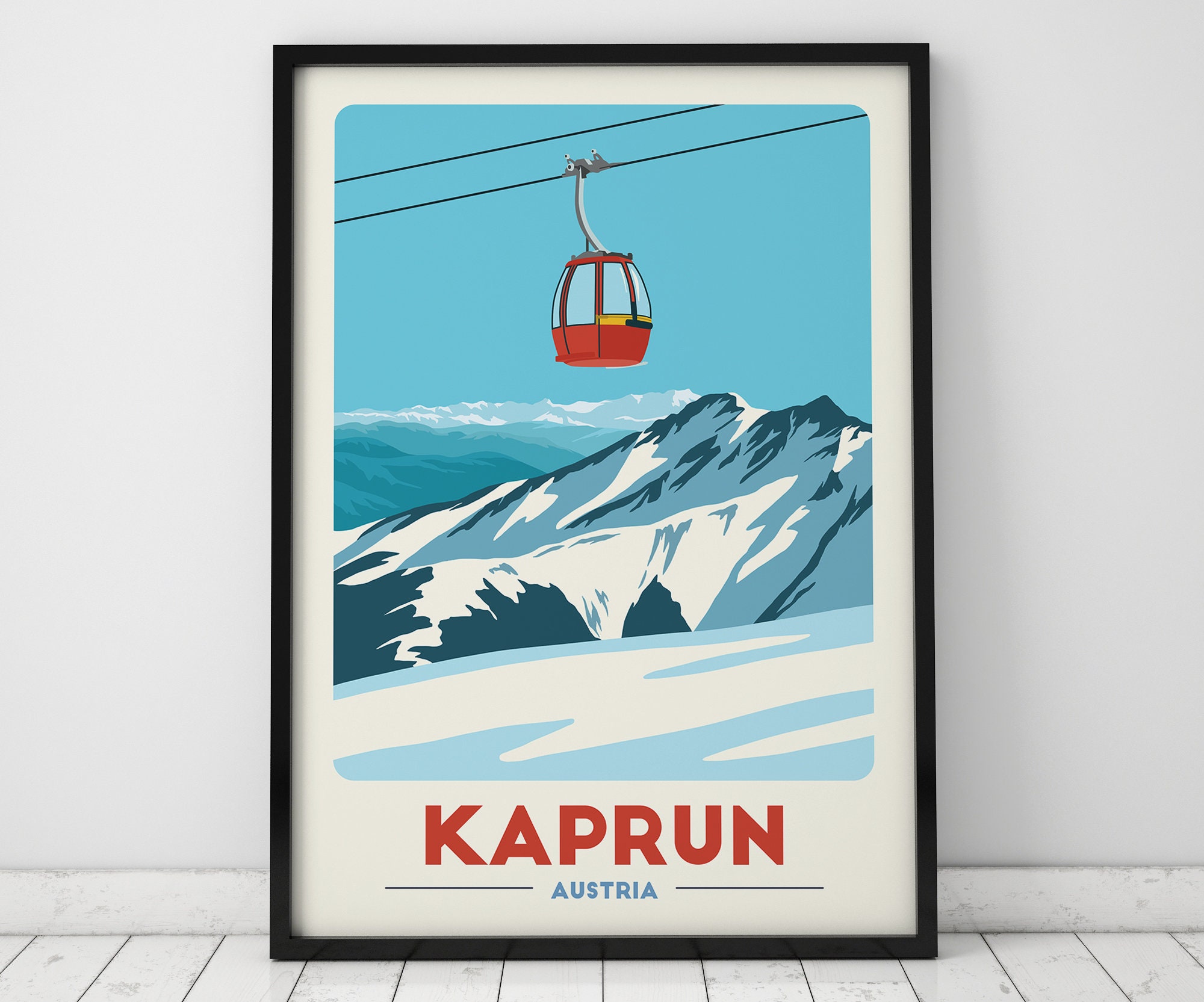 Kaprun Ski Lift Poster, Austria Ski Art, Gondola Print, Vintage