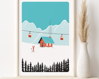 Ski Poster, Ski cabin poster, Mountain Cabin Poster