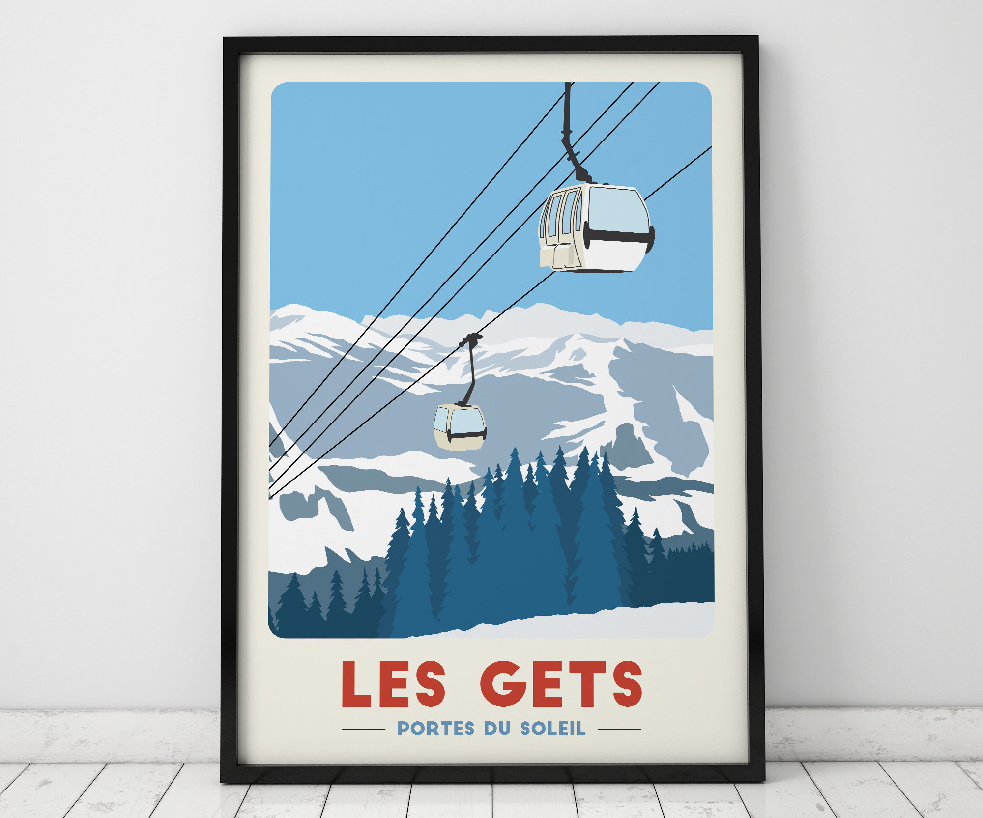 Les Gets Gondola Print, Morzine Art, Portes Du Soleil, Ski Resort