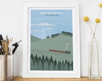 Brienz Rothorn Railway Print , Switzerland Train, A4 Print, Gifts for him or her