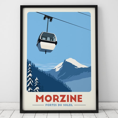 Morzine Poster Portes Du Soleil // Vintage Illustration Decoration Ski Poster Alpine Poster