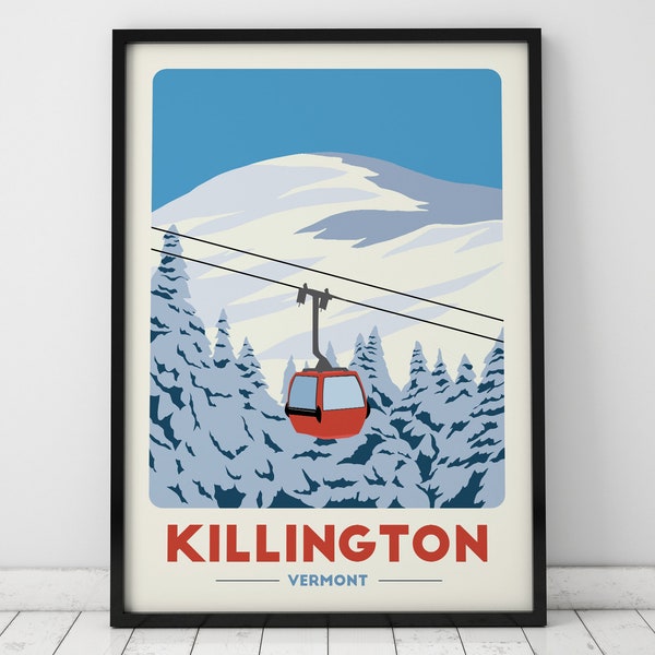 Killington Gondola print, Vermont, Vintage Travel Poster, Ski Resort Poster