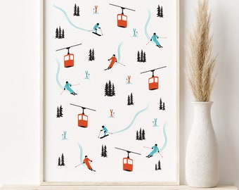 Ski Print, Ski repeat pattern, Ski poster