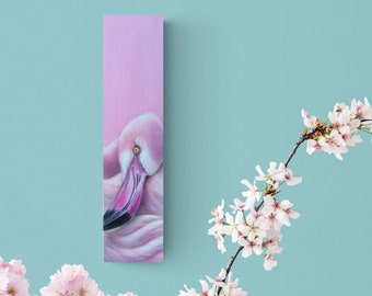 Gemälde, Flamingo 1, Acryl auf Holz gemalt, Tier, Vogel, rosa
