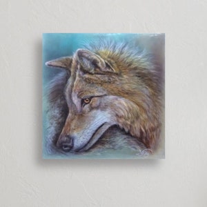 Wolf art print, limited reproduction of the original on canvas, 40 x 40 cm, lightfast, signed image 3