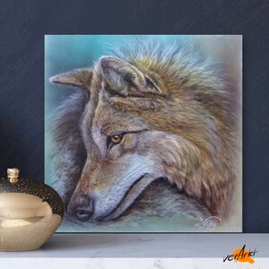 Wolf art print, limited reproduction of the original on canvas, 40 x 40 cm, lightfast, signed image 2