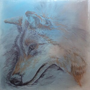 Wolf art print, limited reproduction of the original on canvas, 40 x 40 cm, lightfast, signed image 4