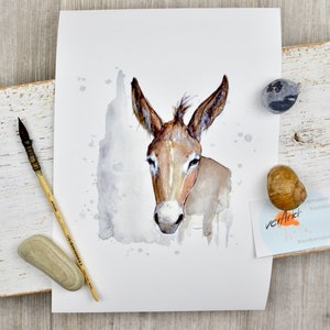 Esel - Kunstdruck auf Aquarellpapier Giclée Druck