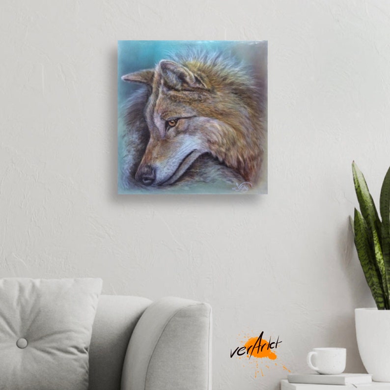 Wolf art print, limited reproduction of the original on canvas, 40 x 40 cm, lightfast, signed image 3