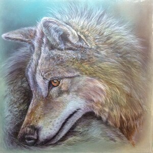 Wolf art print, limited reproduction of the original on canvas, 40 x 40 cm, lightfast, signed image 6