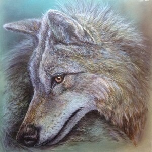 Wolf art print, limited reproduction of the original on canvas, 40 x 40 cm, lightfast, signed image 7