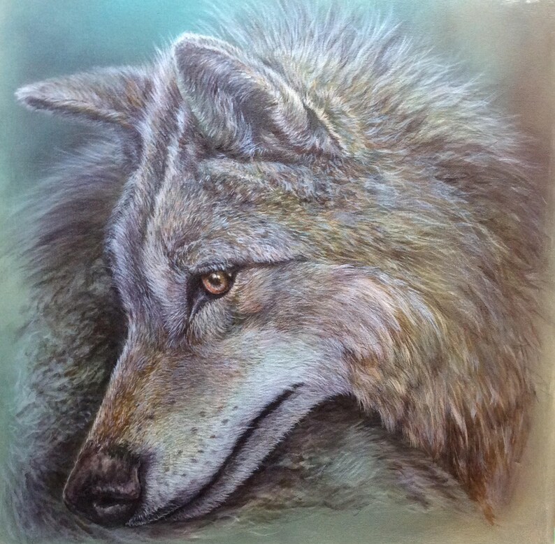 Wolf art print, limited reproduction of the original on canvas, 40 x 40 cm, lightfast, signed image 7