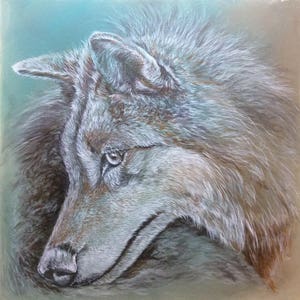 Wolf art print, limited reproduction of the original on canvas, 40 x 40 cm, lightfast, signed image 5