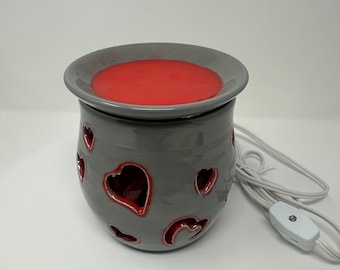 Wax Melter - Gray with Red - Hearts