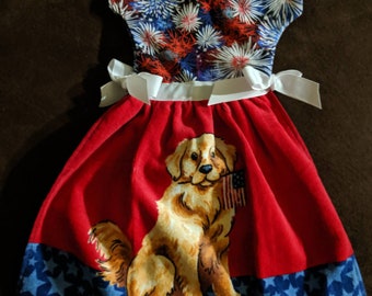 Fireworks doggy oven dish towel dress