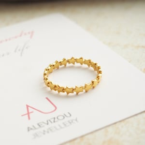 Full of stars band ring, Gold star Stacking Ring, Full star Ring, Anniversary Gift, Birthday Gift, Graduation Gift, Bridal Gift