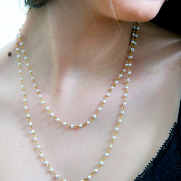 Sterling Silber Perle Rosenkranz, Süßwasserperlen Perlen