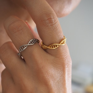 DNA Double Helix Ring Sterling Silver 925,   Chemistry ring, Science ring, Molecule ring, Spiral ring