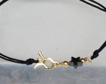 Taurus bracelet, Zodiac jewelry, Zodiac sign, Personalized, Hematite, Mothers day gift, Taurus Sign, Vermeil