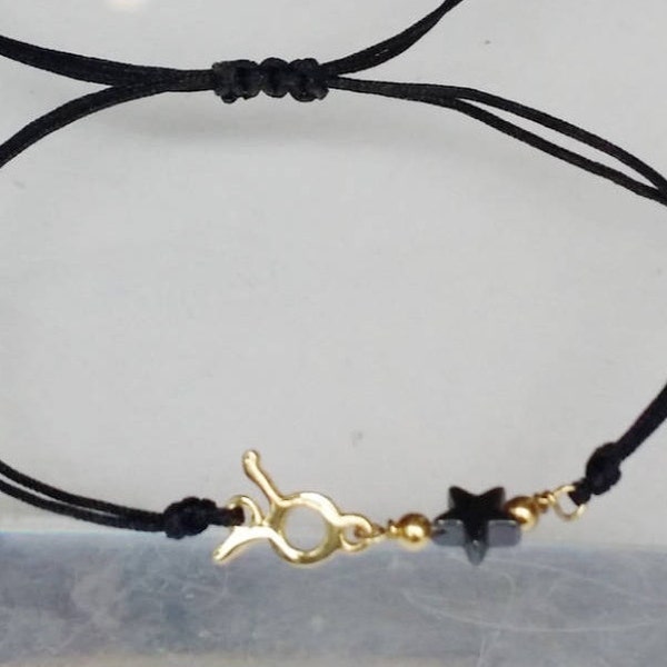 Taurus bracelet, Zodiac jewelry, Zodiac sign, Personalized, Hematite, Mothers day gift, Taurus Sign, Vermeil