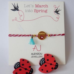 Martis bracelet, Greek March red bracelet, Red and white bracelet, Evil eye Protection bracelet, Spring bracelet, Μάρτης, Martisor, image 7