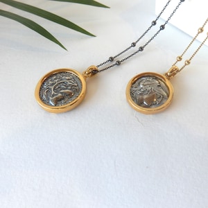 Greek sterling silver Ancient coin pendant, Alexander the Great and Athena  Coin charm,