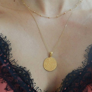 Gold coin Phaistos Medallion, Ancient greek coin jewelry,  Greek Coin necklace,  Layering necklace,  Coin charm  necklace, Vermeil  charm