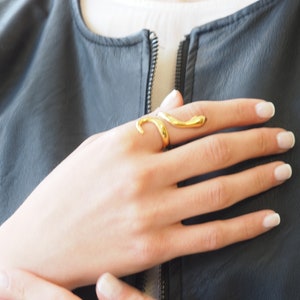 Grecian style jewelry, Gold Snake Adjustable Ring, Ancient Greek Bohemian Silver Snake, Serpent ring, Eternal love ring image 3