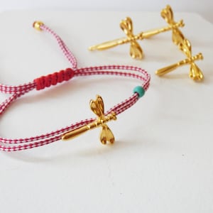 Martis bracelet, Protection bracelet, Greek March red bracelet, Red and white bracelet, Spring bracelet, Μάρτης, Martisor,  Dragonfly