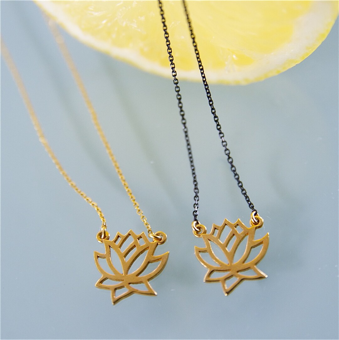 Lotus Flower Charm Necklace, Sterling Silver Yoga Gift Jewelry, Bridal