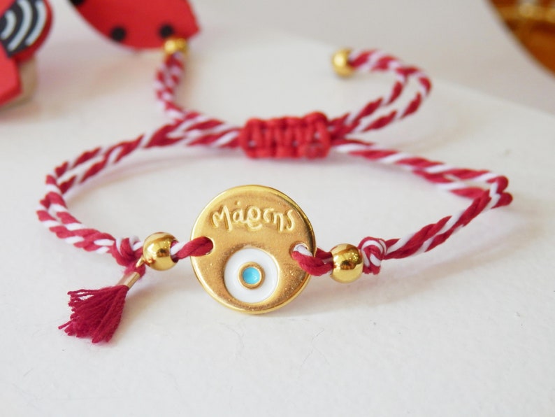 Martis bracelet, Greek March red bracelet, Red and white bracelet, Evil eye Protection bracelet, Spring bracelet, Μάρτης, Martisor, image 2
