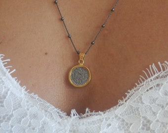 Black Friday Ancient greek coin Phaistos necklace, Greek jewelry, Sterling Silver 925 Phaistos disc, Gold  coin necklace, Gold coin pendant