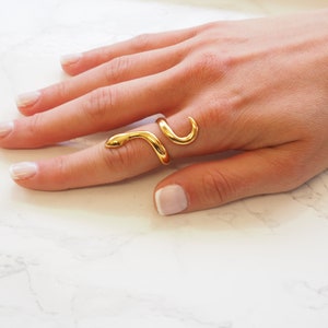 Grecian style jewelry, Gold Snake Adjustable Ring, Ancient Greek Bohemian Silver Snake, Serpent ring, Eternal love ring image 4