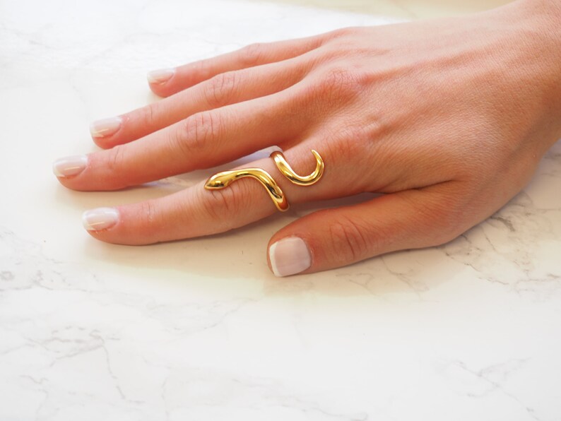 Grecian style jewelry, Gold Snake Adjustable Ring, Ancient Greek Bohemian Silver Snake, Serpent ring, Eternal love ring image 4