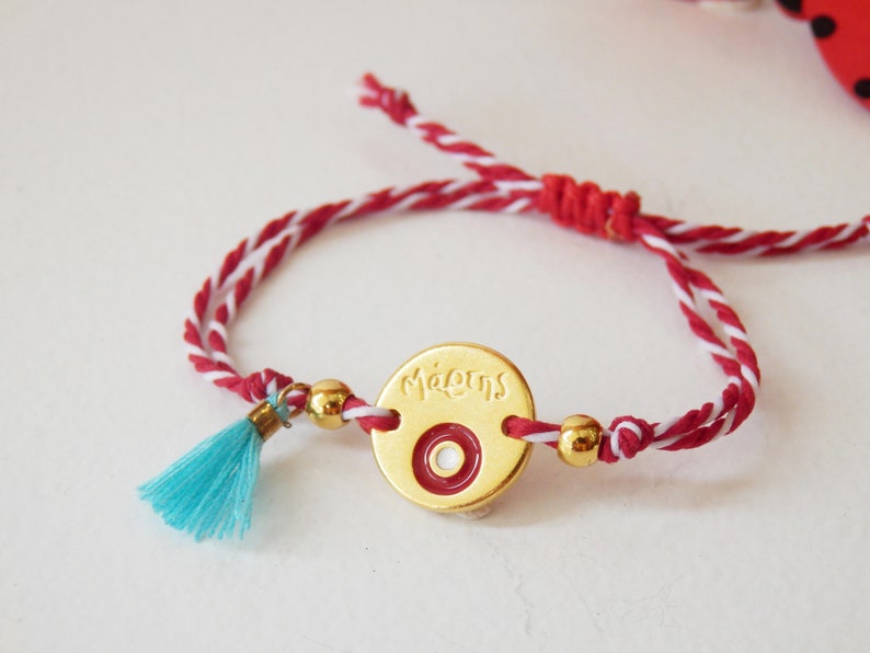 Martis bracelet, Greek March red bracelet, Red and white bracelet, Evil eye Protection bracelet, Spring bracelet, Μάρτης, Martisor, image 3