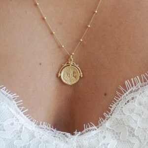 Ancient Greek Necklace, Gold Byzantine coin necklace, Every day necklace, Gold Medallion, Orthodox gold  coin necklace,