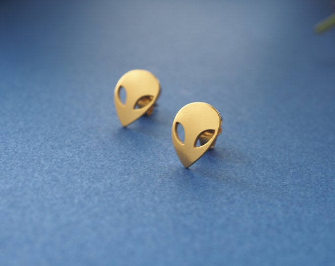 Bijoux Alien, boucles d'oreilles Alien en argent sterling 925, boucles d'oreilles ET, bijoux de l'espace