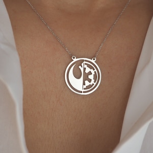 Doppel Star Wars Rebellen Allianz Galaktische Imperium, Sterling Silber 925 Star Wars Halskette Geschenk für geek,